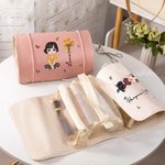 Personalizzato nascita fiore personaggio cartone animato 4 in 1 borsa trucco in pelle PU con nome viaggio essenziale matrimonio festa compleanno regalo per le donne