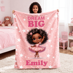 Personalizada Multicolor Dibujos animados Sueño Grande Negro Niño Niña Suave Manta con Nombre Decoración del Hogar Navidad Cumpleaños Regalo para Niños