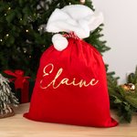 Personalised Large Velvet Santa Sack Gift Bag with Pom Pom and Name Christmas Party Favor Gift for Kids Family