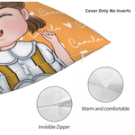 Personalised Cute Kid Cartoon Character Cushion Cover with Name Home Decor Christmas Birthday Gift for Boys Girls