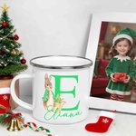 Taza esmaltada personalizada de 350 ml con el conejito de Peter Rabbit con inicial y nombre regalo de cumpleaños o vuelta la cole para niños