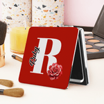 Miroir de maquillage 1X 2X en cuir PU avec initiale et nom Cadeau d'anniversaire de mariage pour femmes filles