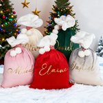Personalised Large Velvet Santa Sack Gift Bag with Pom Pom and Name Christmas Party Favor Gift for Kids Family
