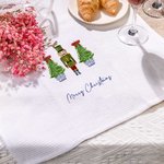 Personalised Watercolour Christmas Tree Chinoiserie Nutcracker Tea Towel with Text Kitchen Decor Christmas Gift for Family Friends