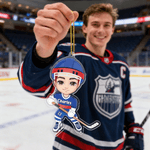 Personalised Ice Hockey Sports Cartoon Character Acrylic Ornament with Name and Number Home Tree Decor Christmas Gift for Ice Hockey Player