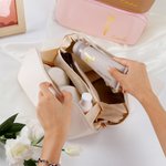 Personalized Birth Flower PU Leather Makeup Bag with Name Birthday Anniversary Gift for Her