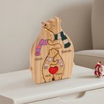 Personalizowany drewniany szalik Przytul Niedźwiedzia Rodzinne Puzzle z Kochającym Sercem i 2-8 Imionami Dekoracja Biurka Prezent Urodzinowy i Rocznicowy dla Rodziny