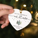 Personalized Heart-Shaped Mr Mrs Ceramic Christmas Ornament with Name and Date Home Decor First Christmas Keepsake Gift for Couples