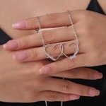 Personalised Double Heart Interlocking Necklace with Birthstone and Name Birthday  Christmas Mother's Day Gift for Mom Wife