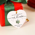 Personalized Heart-Shaped Mr Mrs Ceramic Christmas Ornament with Name and Date Home Decor First Christmas Keepsake Gift for Couples