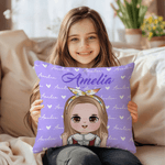 Personalised Cute Kid Cartoon Character Cushion Cover with Name Home Decor Christmas Birthday Gift for Boys Girls