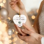 Personalized Heart-Shaped Mr Mrs Ceramic Christmas Ornament with Name and Date Home Decor First Christmas Keepsake Gift for Couples