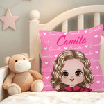 Personalised Cute Kid Cartoon Character Cushion Cover with Name Home Decor Christmas Birthday Gift for Boys Girls
