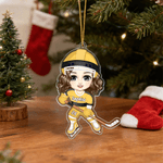Personalised Ice Hockey Sports Cartoon Character Acrylic Ornament with Name and Number Home Tree Decor Christmas Gift for Ice Hockey Player