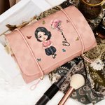 Personalizzato nascita fiore personaggio cartone animato 4 in 1 borsa trucco in pelle PU con nome viaggio essenziale matrimonio festa compleanno regalo per le donne