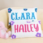 Personalized Punch Needle Daisy Name Throw Pillow Cover Nursery Decor Baby Shower Birthday Gift for Kids