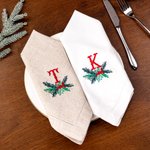Henkilökohtainen kirjailtu Mistelinoksa Vintage Initial Linen Square lautasliina uudelleenkäytettäviä pöydän sisustus joululahja emäntä perheen ystävät
