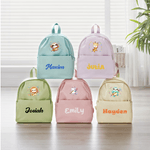 Personalisierte Multicolor niedlichen Cartoon Thema Tiere Multi-Compartment Kind Rucksack mit Namen zurück zu Schule Geburtstag Geschenk für Jungen Mädchen