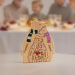 Personalizowany drewniany szalik Przytul Niedźwiedzia Rodzinne Puzzle z Kochającym Sercem i 2-8 Imionami Dekoracja Biurka Prezent Urodzinowy i Rocznicowy dla Rodziny