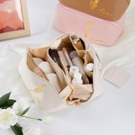 Personalized Birth Flower PU Leather Makeup Bag with Name Birthday Anniversary Gift for Her