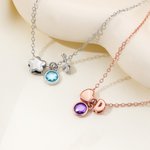 Collar Colgante Estrella Corazón Flor Personalizado con Piedra de Nacimiento e Inicial Regalo de Navidad Cumpleaños para Niños Niñas