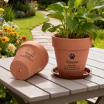 Personalised Pet Name Engraved Dog Ears Plant Pot with Text Garden Decor Pet Loss Sympathy Memorial Gift for Dog Lovers