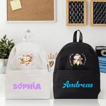 Personalised Multicolour Cute Cartoon Subject Animals Multi-Compartment Kid Backpack with Name Back to School Birthday Gift for Boys Girls