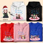 Personalisiertes Sweatshirt mit 2 – 6 Cartoon-Mädchen und Namen Weihnachten täglicher Gebrauch Weihnachtsgeschenk für beste Freundinnen