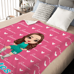 Personalized Heart Cartoon Soccer Character Soft Throw Blanket with Name and Number Game Day Team Gift for Soccer Player Lover