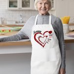 Personalized Double-Layer Heart Kid Adult Cooking Apron with Kid's Names and Pocket Mother's Day Christmas Gift for Grandma Kids