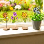 Personalisierte gebeizt Geburt Blume Garten Pfahl mit Text und hölzernen Basis Garten Topf Dekoration Geburtstag Geschenk für Frauen Gärtner