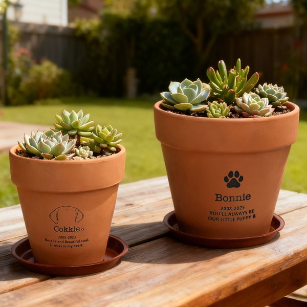 Personalised Pet Name Engraved Dog Ears Plant Pot with Text Garden Decor Pet Loss Sympathy Memorial Gift for Dog Lovers
