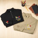Personalized Embroidered Pencil Apple Quarter Zip Sweatshirt with Name Appreciation Back to School Gift for Teachers