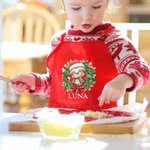 Personalized Christmas Wreath Cartoon Animals Kid Apron Chef Hat Set with Name Christmas Children's Day Birthday Gift for Boys Girls
