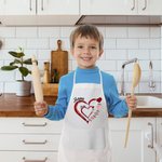 Personalized Double-Layer Heart Kid Adult Cooking Apron with Kid's Names and Pocket Mother's Day Christmas Gift for Grandma Kids