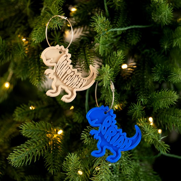Personalised 3D-Printed Dinosaur Multicolour Hanging Ornament with Name Christmas Birthday Gift for Kids