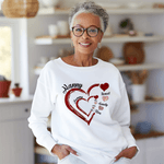 Personalized Heart Design Family T-shirt Sweatshirt with Kid‘s Names Christmas Mother's Day Birthday Gift for Mom Grandma Kid