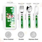 Personalised Cute Cartoon Snowman Initial Food-Grade Kid's Fork Spoon Knife 3 Pcs Cutlery Set with Name Daily Use Christmas Gift for Kids