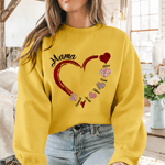 Personalized Heart Design Family T-shirt Sweatshirt with Kid‘s Names Christmas Mother's Day Birthday Gift for Mom Grandma Kid
