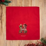 Personalized Merry Christmas Cute Elf Initial 100% Cotton Red Christmas Napkin with Name Table Decor Christmas Gift for Family Friends