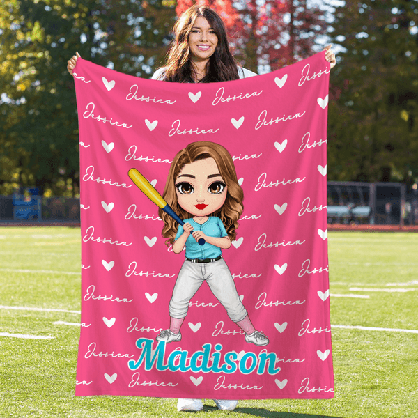 Personalised Multicolour Ball Sports Cartoon Character Soft Throw Blanket with Name Home Decor Game Day Birthday Christmas Gift for Ball Lovers