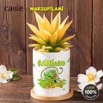 Personalised Long-Tailed Leopard Marsupilami Ceramic Planter Pot with Bamboo Tray Christmas Birthday Gift for Friend Family  | Callie × Marsupilami®