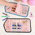 Personalized Birth Flower Foldable Crochet Hook Organizer with Name Knitting Accessories Mother's Day Gift for Crochet Enthusiasts