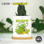 Personalised Long-Tailed Leopard Marsupilami Ceramic Planter Pot with Bamboo Tray Christmas Birthday Gift for Friend Family  | Callie × Marsupilami®