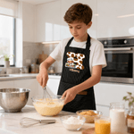 Personalised Highland Cow Kid Adult Baking Apron with Name Initial and Front Pocket Christmas Birthday Gift for Kids Family
