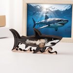 Personalized Wooden Shark Shape Storage Box with Name Birthday Summer Travel Gift for Ocean Lovers Shark Lovers