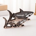 Personalized Wooden Shark Shape Storage Box with Name Birthday Summer Travel Gift for Ocean Lovers Shark Lovers