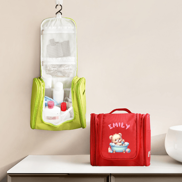 Trousse de toilette portable personnalisée avec miroir et poignée pour la baignoire Cadeau d'anniversaire de Noël pour les enfants