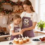 Personalised Highland Cow Kid Adult Baking Apron with Name Initial and Front Pocket Christmas Birthday Gift for Kids Family