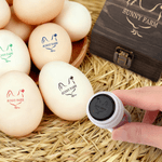 Personalized Hen Silhouette Petal Egg Safe Egg Stamp with Food Grade Ink and Wooden Box Birthday Gift for Family Farmer Breeder